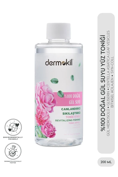 DERMOKİL %100 Doğal Gül Suyu Canlandırıcı Sıkılaştırıcı Tonik