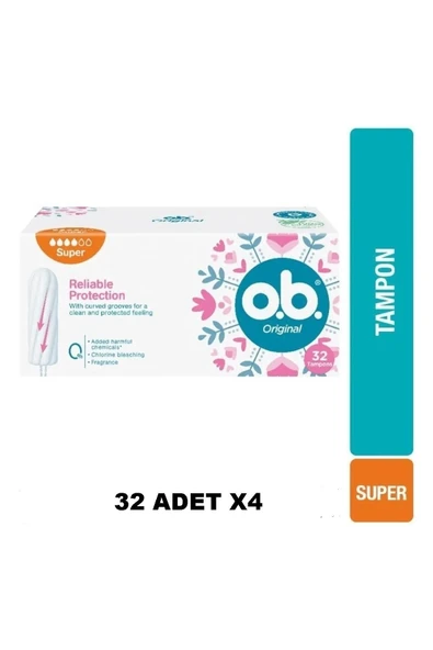 O.B. Original Super Tampon 32'li Paket 4 Adet