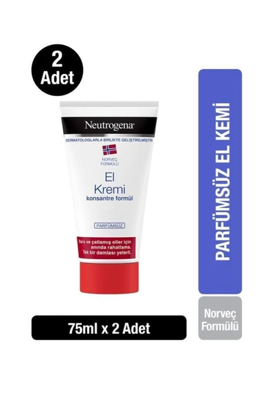NEUTROGENA Norveç Formülü El Kremi Parfümsüz 75 ml X 2 Adet