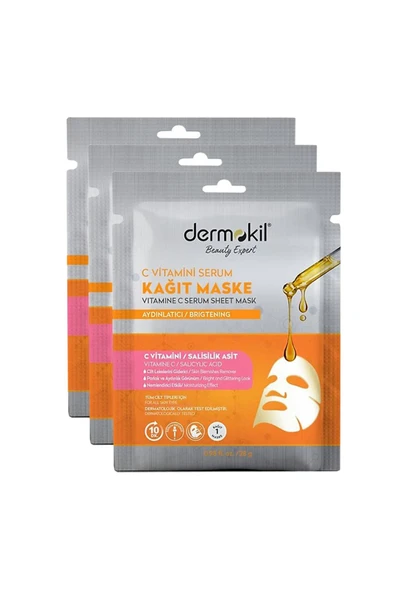 DERMOKİL C Vitamini Serum Kağıt Maske 23 Gr X 3 Adet