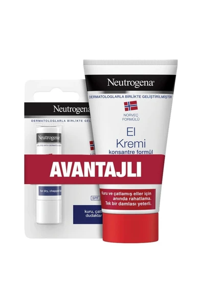 NEUTROGENA Norveç Formülü Parfümsüz El Kremi 75 Ml + Besleyici Dudak Nemlendirici 4.8gr