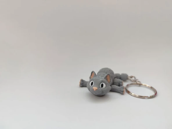 Sevimli Kedi Anahtarlık - 3D Baskı Özel Tasarım - 3