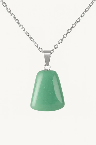 Sertifikalı AAA+ Aventurin Taşı Kolye – Beşgen Model, Gümüş Aparatlı - Resim 3