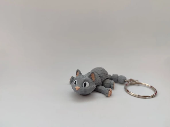 Sevimli Kedi Anahtarlık - 3D Baskı Özel Tasarım - 4