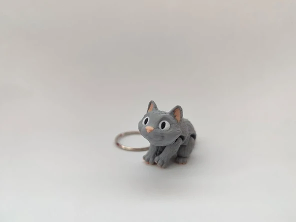 Sevimli Kedi Anahtarlık - 3D Baskı Özel Tasarım - 2