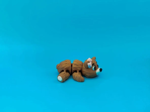 Sevimli Kurdeleli Ayıcık  Figürü – Hareketli Eklemli 3D Oyuncak - 2