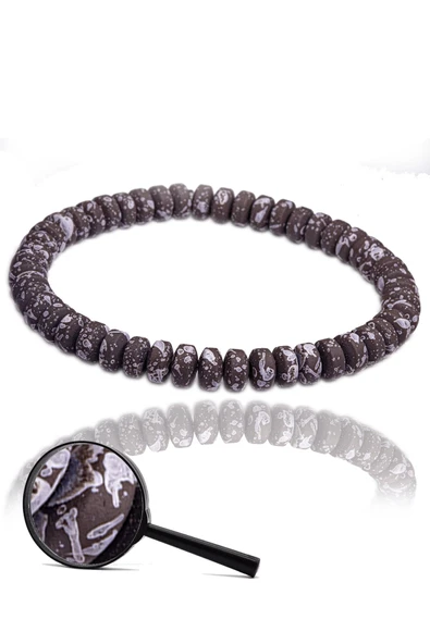 Sertifikalı Gri Karlı Obsidyen Taşı Doğal Taş Bileklik - Resim 2