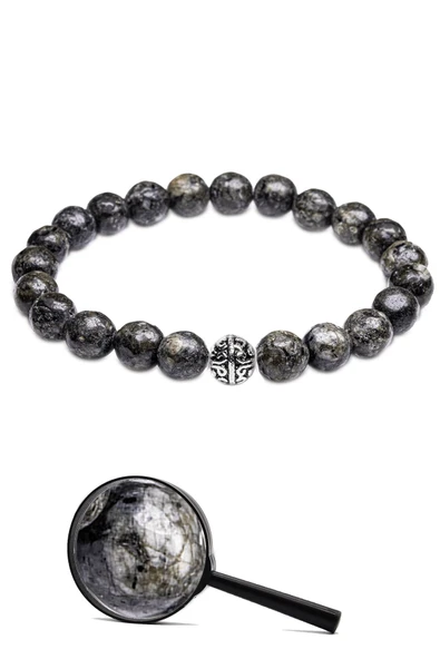 Sertifikalı Gümüş Aparatlı Fasetli Doğal Madagaskar Labradorit Taşı Bileklik Doğal Renk ürün görseli