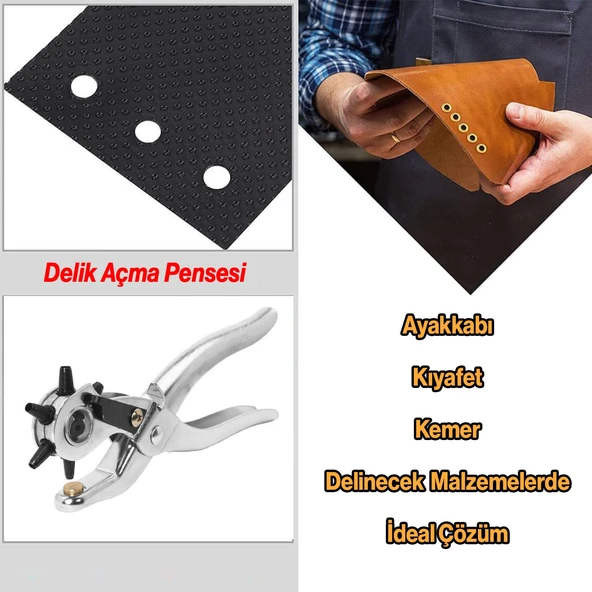 Kemer Deri Delme Pensesi Metal 6 Farklı Boyutta Delici Kıyafet Pantolon Ayakakbı Bağcık Delik Açıcı - 3