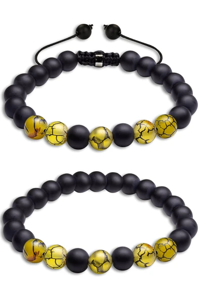 Sertifikalı Ejderha Akiği Oniks taşı Doğal Taş Bileklik Seti ürün görseli