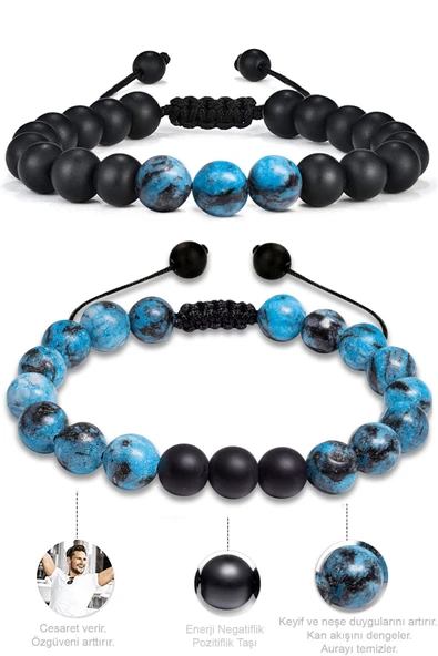 Sertifikalı Apatit Taşı Doğal Taş Bileklik Seti - Resim 4
