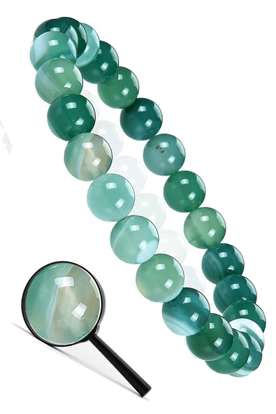 Sertifikalı Orijinal Aaa Kalite Doğal Yeşil Akik Taşı Bileklik Doğal Yeşil Renk - Resim 2