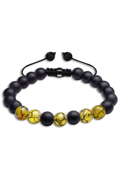 Sertifikalı Ejderha Akiği Oniks taşı Doğal Taş Bileklik Seti - Resim 4