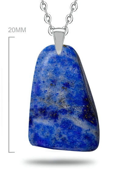 Sertifikalı Ham Işlenmemiş Şekilsiz Doğal Lapis Lazuli Taşı Kolye Doğal Mavi Renk 50 cm - Resim 2