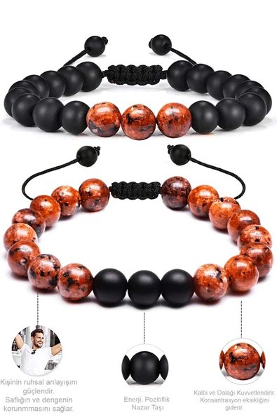 Kırmızı Mercan Taşı Doğal Taş Bileklik - Resim 2