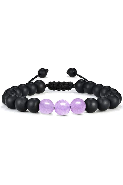 Sertifikalı Doğal Pembe Gül Kuvars Oniks Taşı Doğal Taş Bileklik Seti - Resim 4