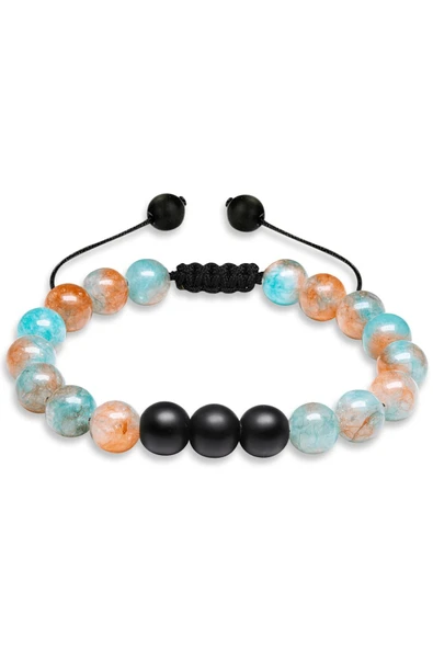 Doğal Mavi Kahverengi Kuvars Oniks Taşı Doğal Taş Bileklik Seti - Resim 4