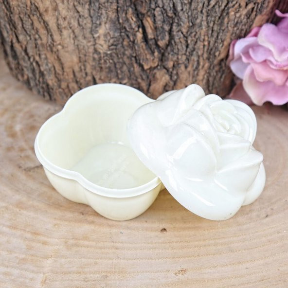 Boş Gül Desenli Plastik Kutu Krem 10 Adet - 2