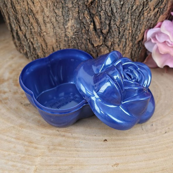Boş Gül Desenli Plastik Kutu Lacivert 10 Adet - 2