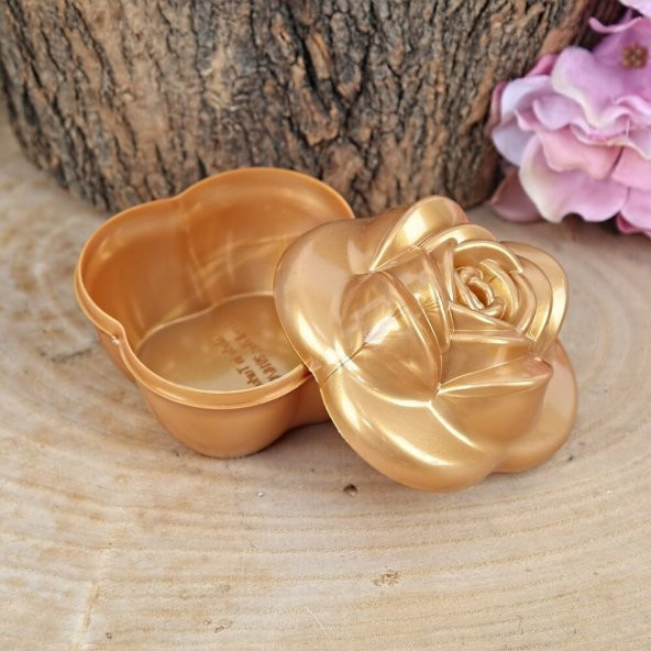 Boş Gül Desenli Plastik Kutu Gold 10 Adet - 2