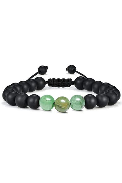 Sertifikalı Doğal Yosun Akik Oniks Taşı Doğal Taş Bileklik Seti - Resim 5