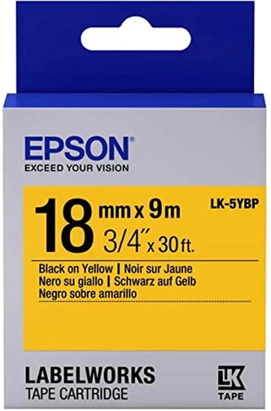 Epson LK-5YBP Pastel Sarı Üzeri Siyah 18mm 9metre
