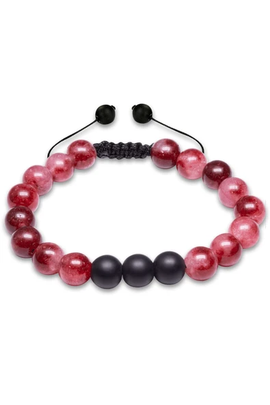 Sertifikalı Kırmızı Kuvars Oniks Taşı Doğal Taş Bileklik Seti - Resim 2