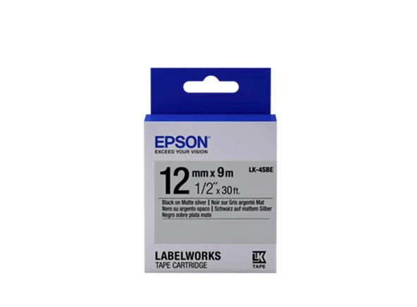 Epson LK-4SBE Gümüş Üzeri Siyah 12mm 9Metre Etiket