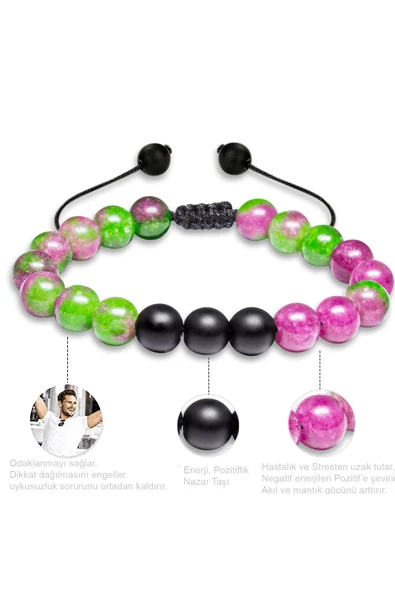 Ruby Zoisite Anyolit Taşı Doğal Taş Bileklik Seti - Resim 3