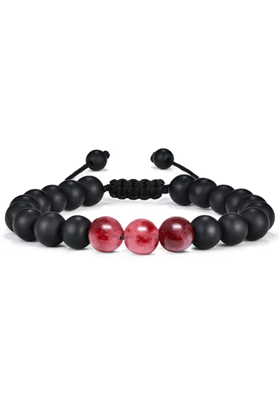 Sertifikalı Kırmızı Kuvars Oniks Taşı Doğal Taş Bileklik Seti - Resim 3