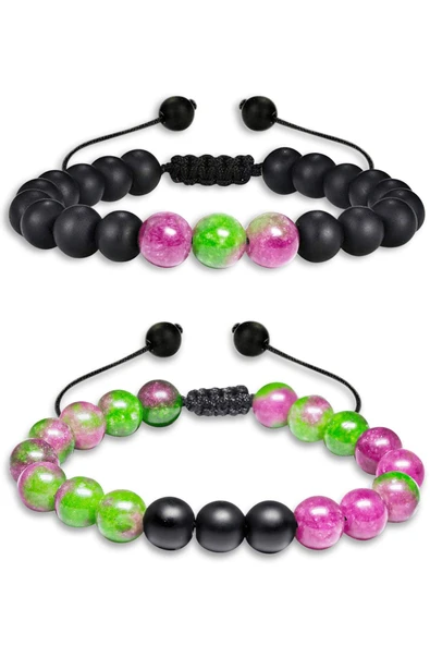 Ruby Zoisite Anyolit Taşı Doğal Taş Bileklik Seti ürün görseli