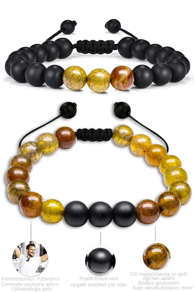 Sertifikalı Doğal Ejderha Yeşil Akiği - Akik Doğal Taş Bileklik Seti - Resim 2