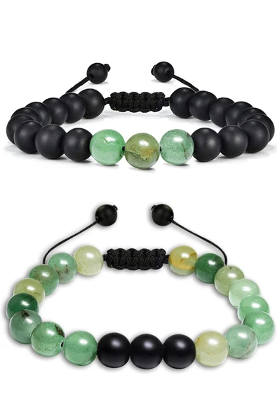 Sertifikalı Doğal Yosun Akik Oniks Taşı Doğal Taş Bileklik Seti ürün görseli 1