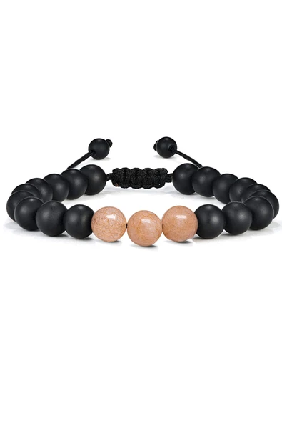 Sertifikalı Gerçek Pembe Renk Kuvars Taşı Çift Doğal Taş Bileklik Seti Doğal Bej Renk - Resim 4