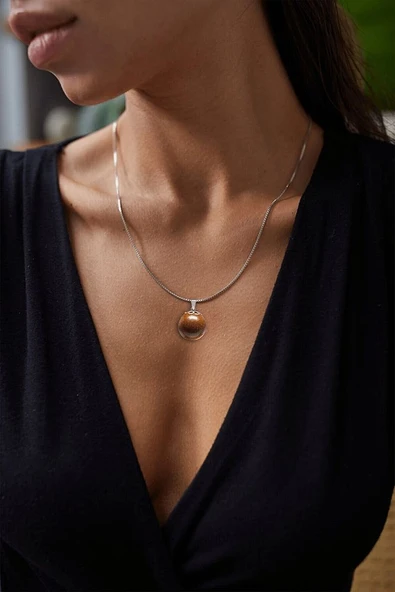Sertifikalı Doğal Kahverengi Jasper Yıldız Taşı Kolye Doğal Kahve Renk 50 cm - 3