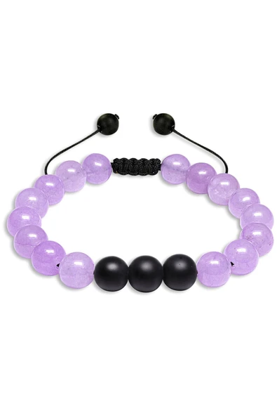 Sertifikalı Doğal Pembe Gül Kuvars Oniks Taşı Doğal Taş Bileklik Seti - Resim 3