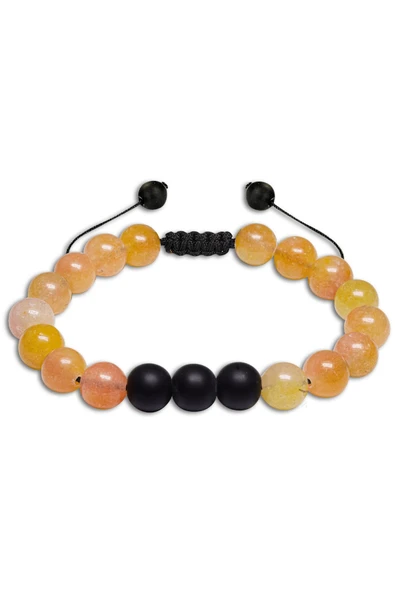 Sertifikalı  Makrome Turuncu Akik Taşı Doğal Taş Bileklik Seti - Resim 3