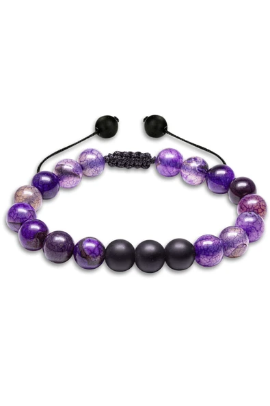 Mor Akik Doğal Taş Makrome Bileklik - Resim 2