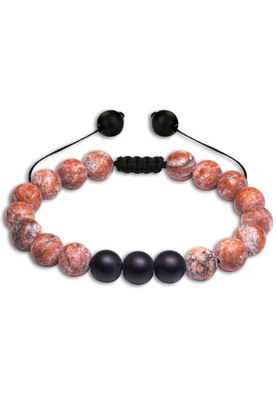 Sertifikalı Kahverengi Jasper Taşı Makrome Doğal Taş Bileklik - Resim 4