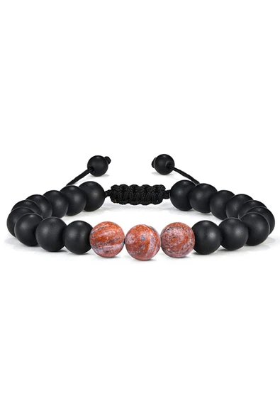 Sertifikalı Kahverengi Jasper Taşı Makrome Doğal Taş Bileklik - Resim 5