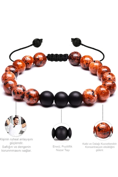 Kırmızı Mercan Taşı Doğal Taş Bileklik - Resim 3