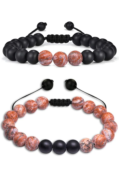 Sertifikalı Kahverengi Jasper Taşı Makrome Doğal Taş Bileklik ürün görseli 1