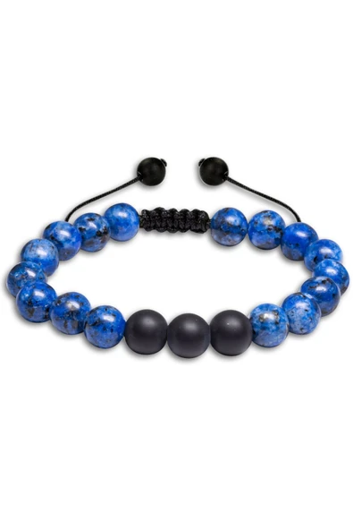 Lapis Lazuli Taşı Makrome Doğal Taş Bileklik Seti - 2
