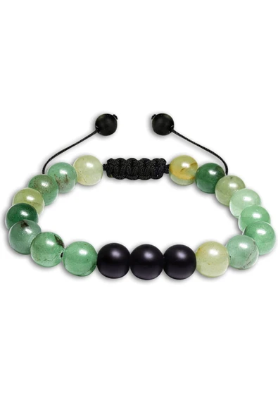Sertifikalı Doğal Yosun Akik Oniks Taşı Doğal Taş Bileklik Seti - Resim 4