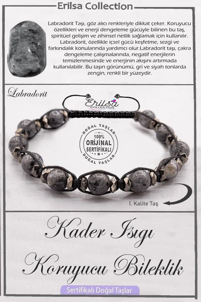 Sertifikalı AAA+ Kalite Doğal Labradorit Kader Işığı Koruyucu Bileklik ürün görseli 1