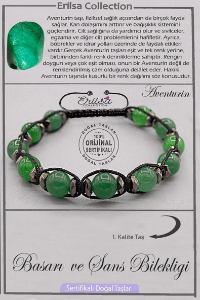 Sertifikalı AAA+ Doğal Terahertz - Aventurin - Başarı ve Şans Bilekliği ürün görseli