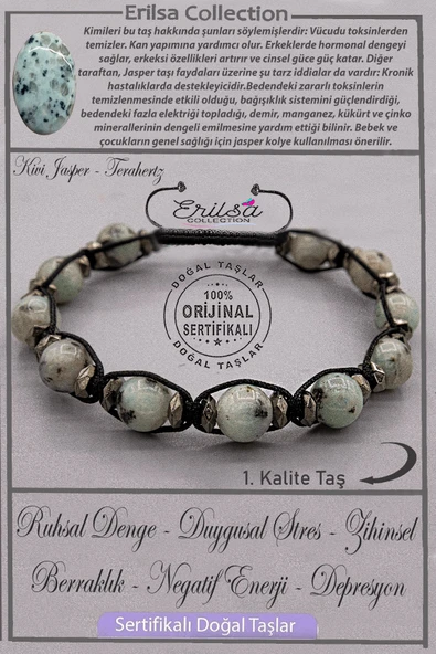 Sertifikalı AAA+ Kalite Gerçek Terahertz - Kivi Jasper Taşı Bileklik - Ayarlamalı ürün görseli