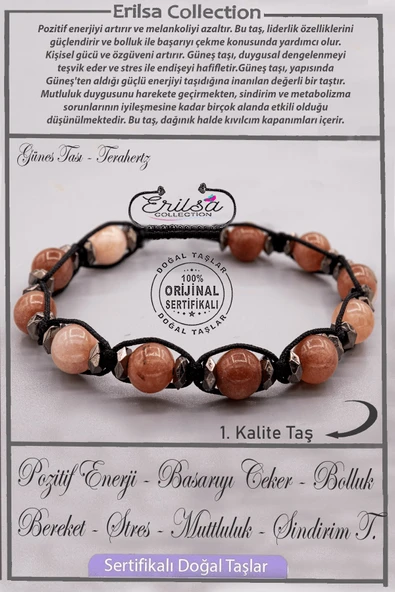 Sertifikalı AAA+ Kalite Gerçek Terahertz - Güneş Taşı Bileklik ürün görseli