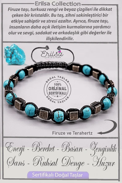 Sertifikalı Gerçek AAA+ Kalite Küre Model Terahertz - Firuze (Turkuaz) Taşı Bileklik ürün görseli