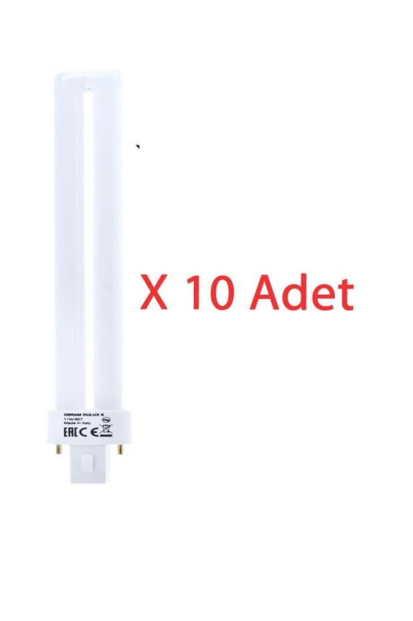 Osram Dulux S 11W Kompak Floresan Ampul Sarı Işık 2700K 23,5 cm (10 Adet) PLS Lamba